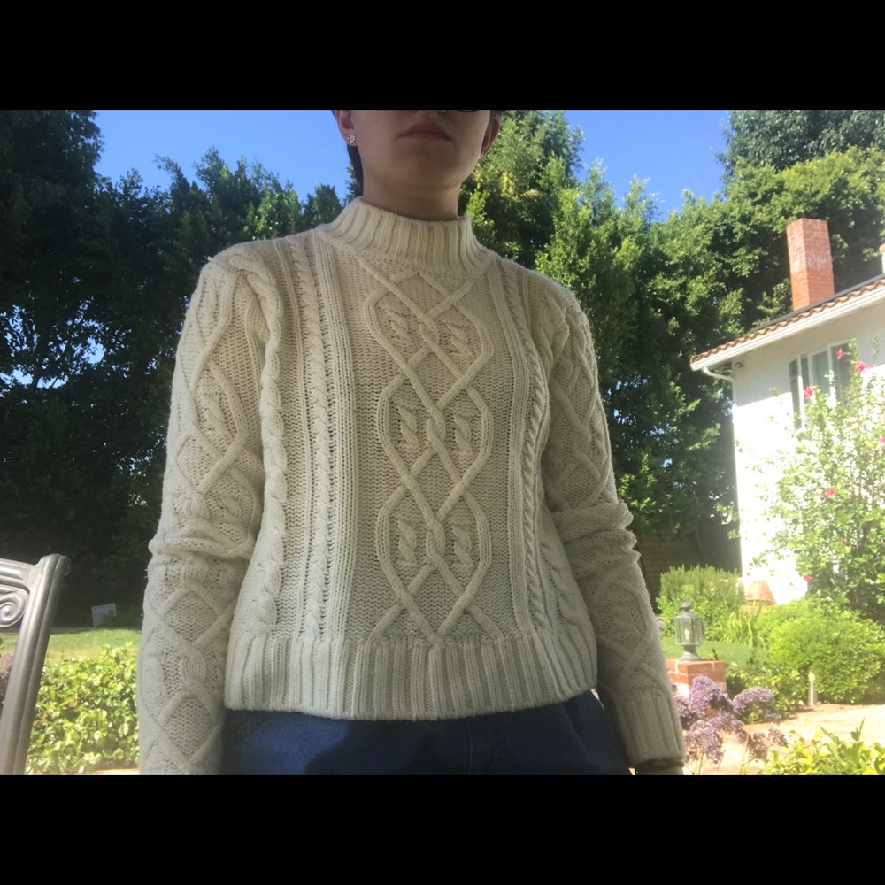 white knit turtleneck